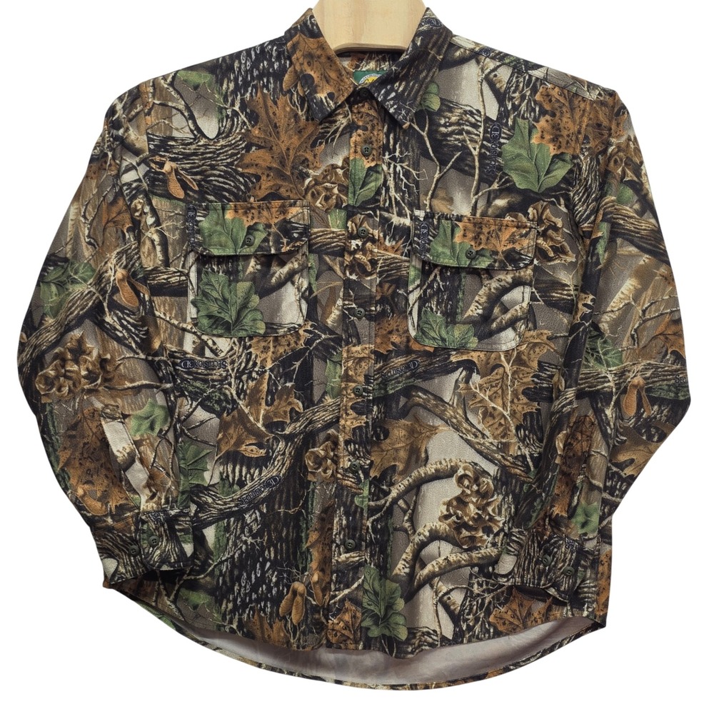Cabelas Seclusion 3D Camo Button Down Shirt Mens Large L Long Sleeve Hunting